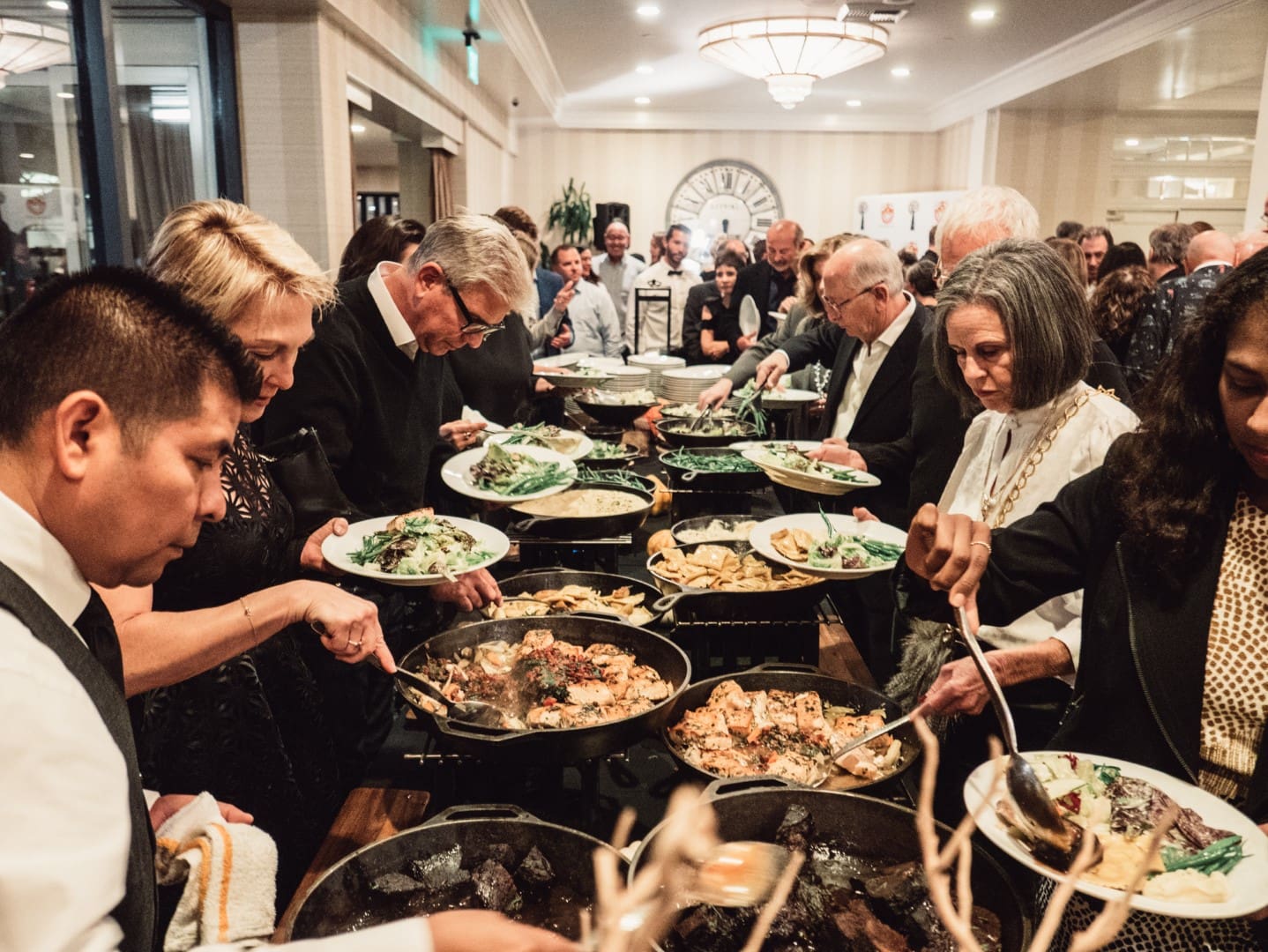 group of attendees at a dinner event